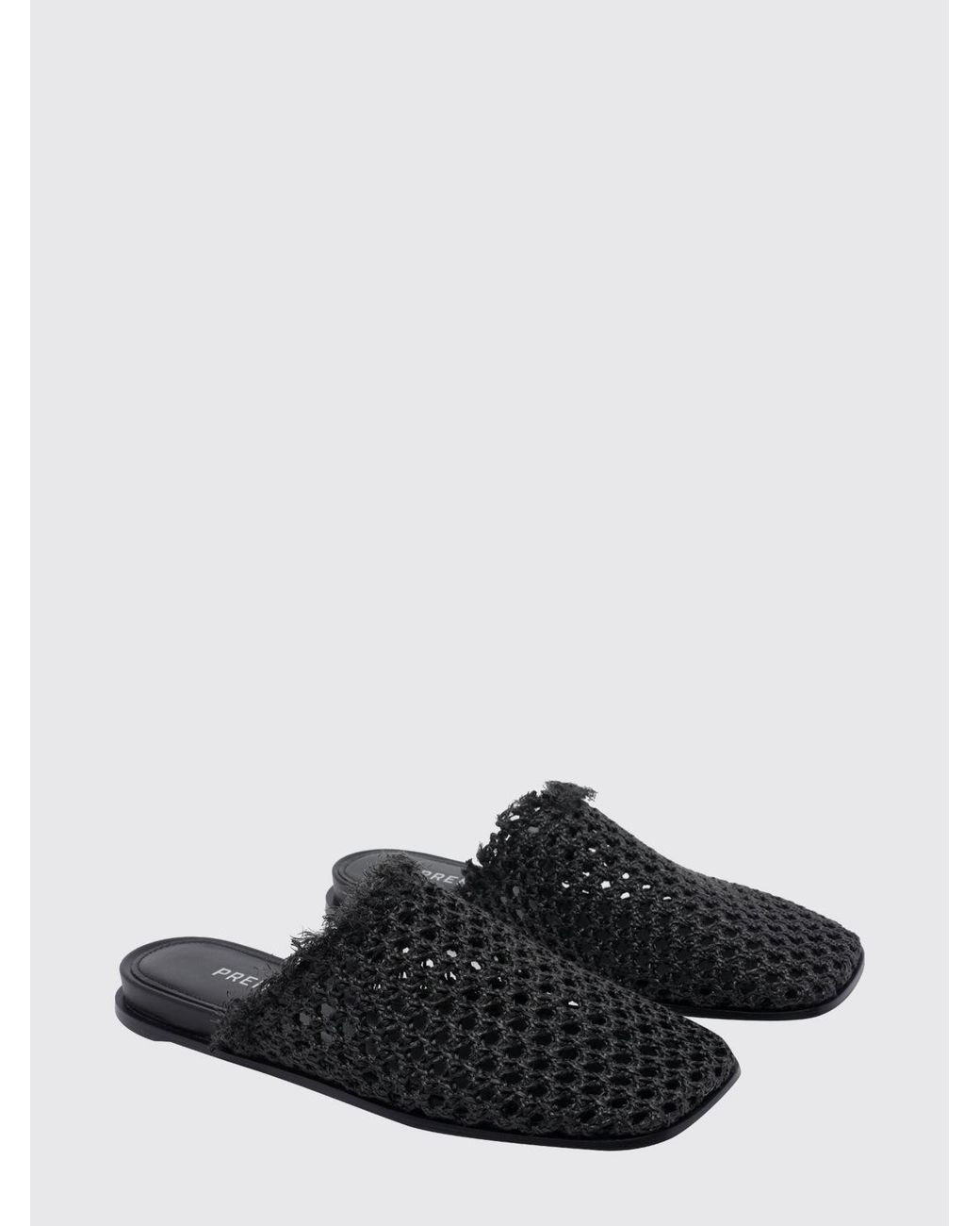 Premiata Black Perforated Raffia Mules With A Square Toe And Low Heel