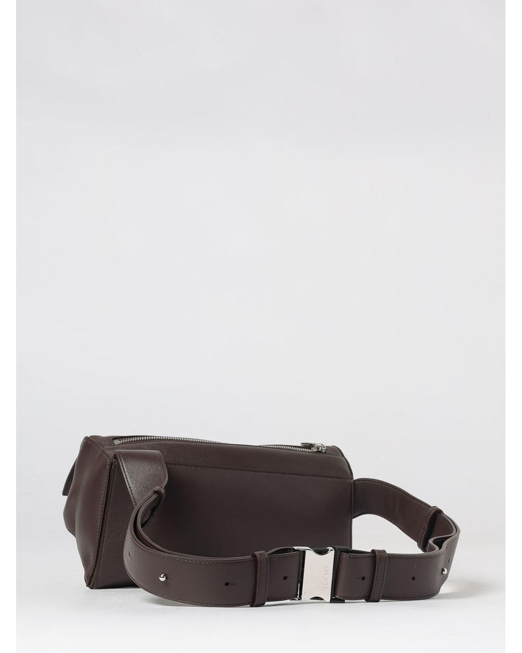Loewe Gray Calfskin Leather Crossbody Belt Bag With Embossed Logo for men