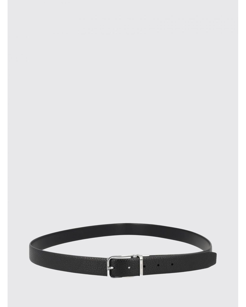 Boss White Adjustable Hammered Leather Belt With Pin Buckle for men