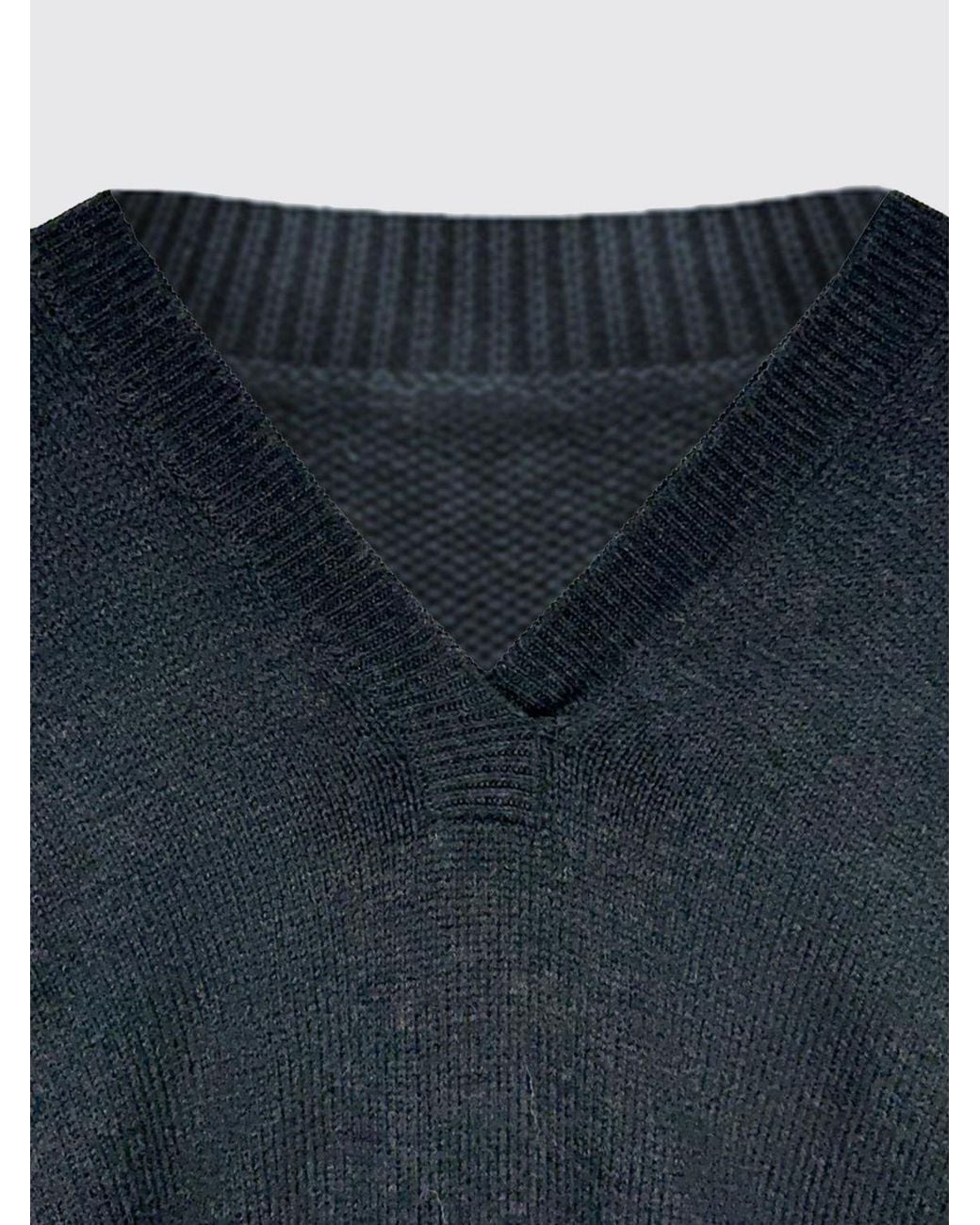 Our Legacy Blue V-Neck Merino Wool Jumper With Ribbed Trims