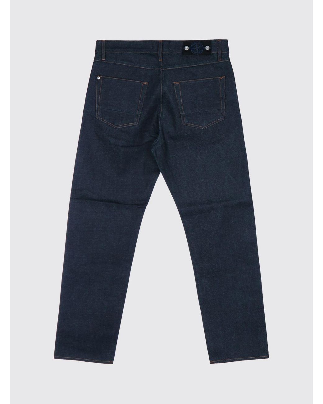 Stone Island Blue Regular Fit Cotton Denim Jeans With Rear Compass Logo for men