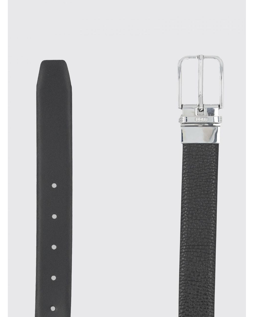 Boss White Adjustable Hammered Leather Belt With Pin Buckle for men