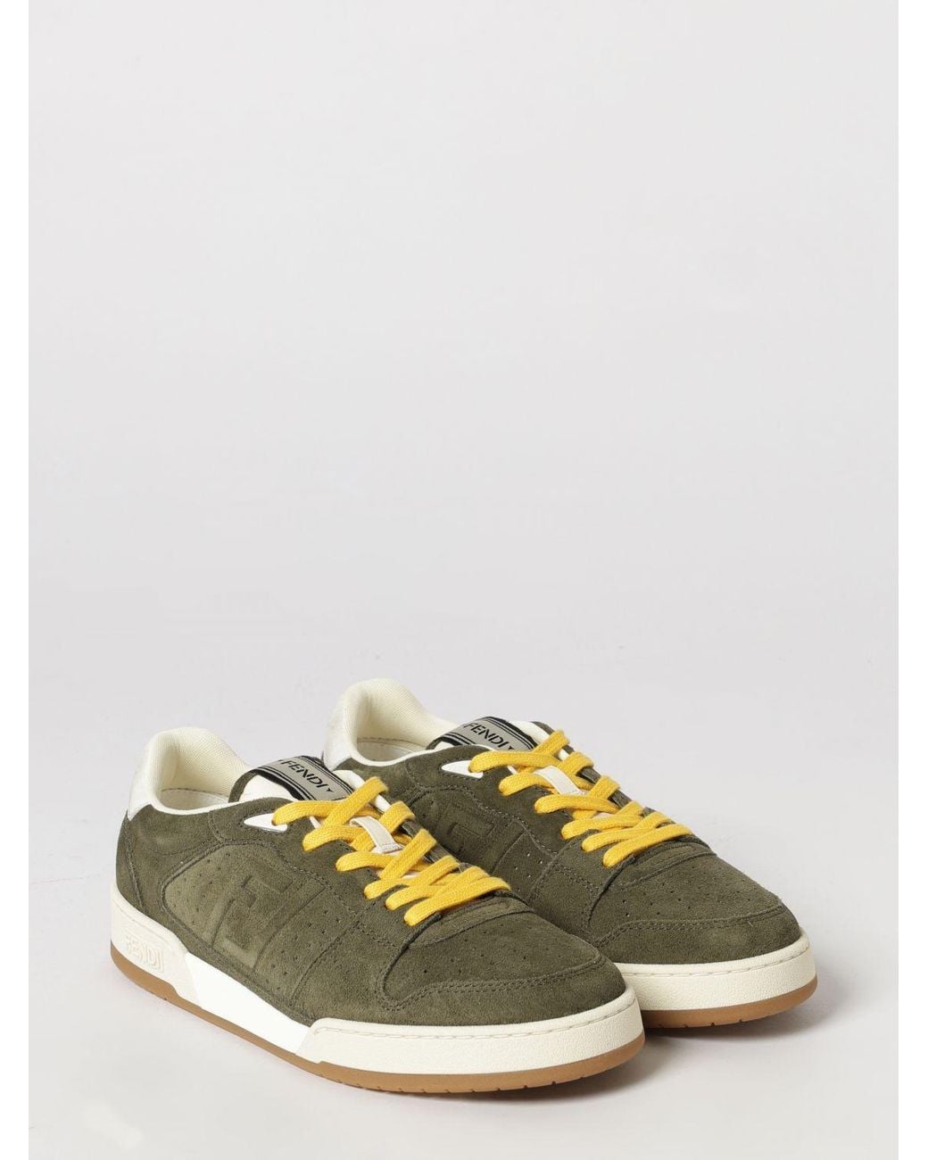 Fendi Green Match Suede Calfskin Trainers With Ff Monogram for men