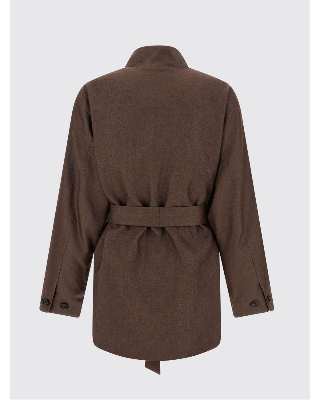Kiton Brown Linen Blend Blazer With Belt