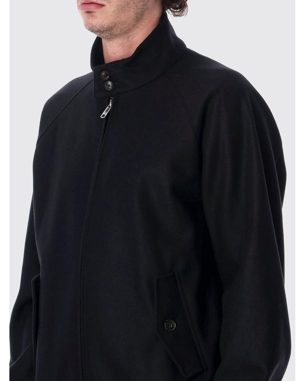 Baracuta Blue Harrington Wool Bomber Jacket With High Collar And Flap Pockets for men