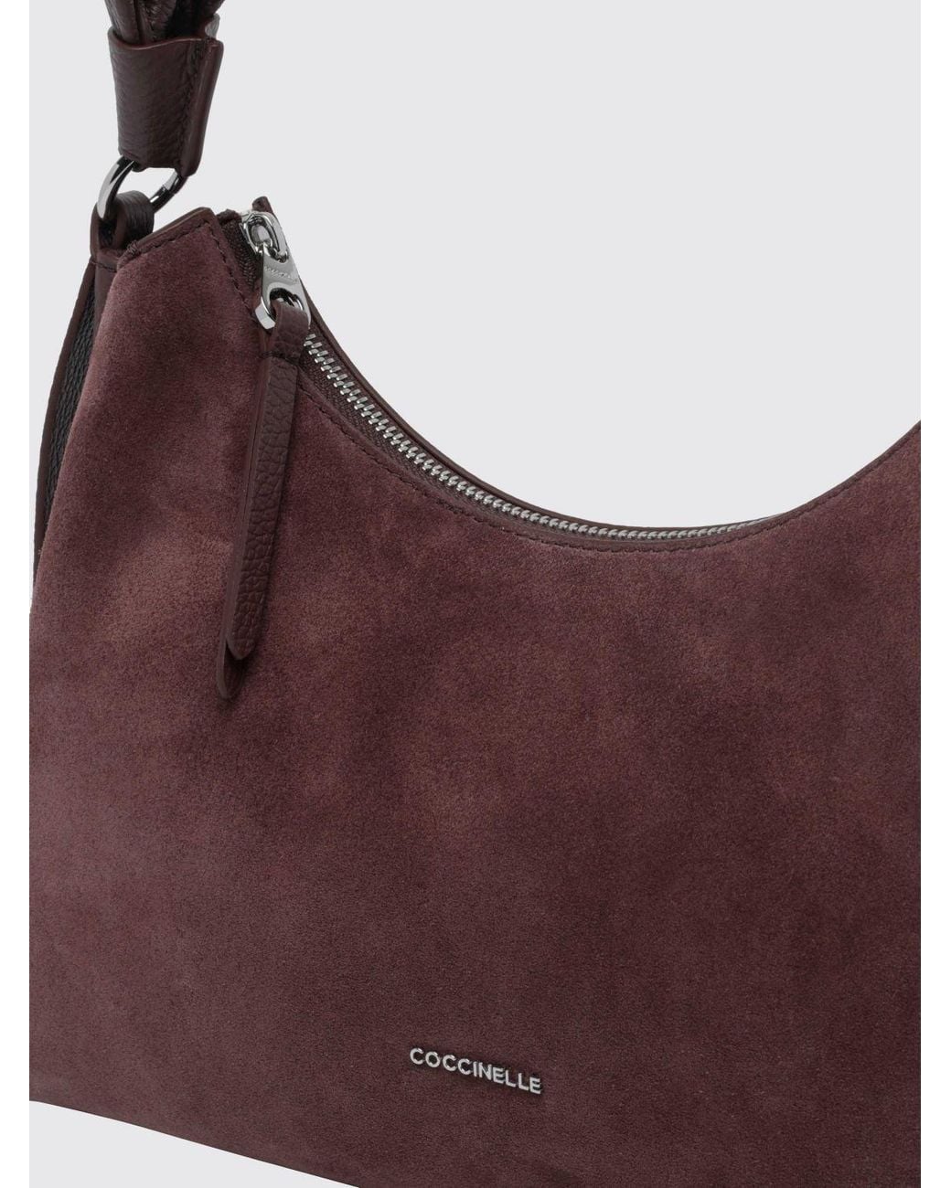 Coccinelle Purple Boheme Suede Shoulder Bag With Braided Handle