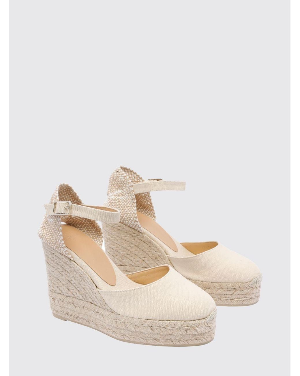 Castaner Natural Carina High-Wedge Canvas Platform Espadrilles With Ankle Tie