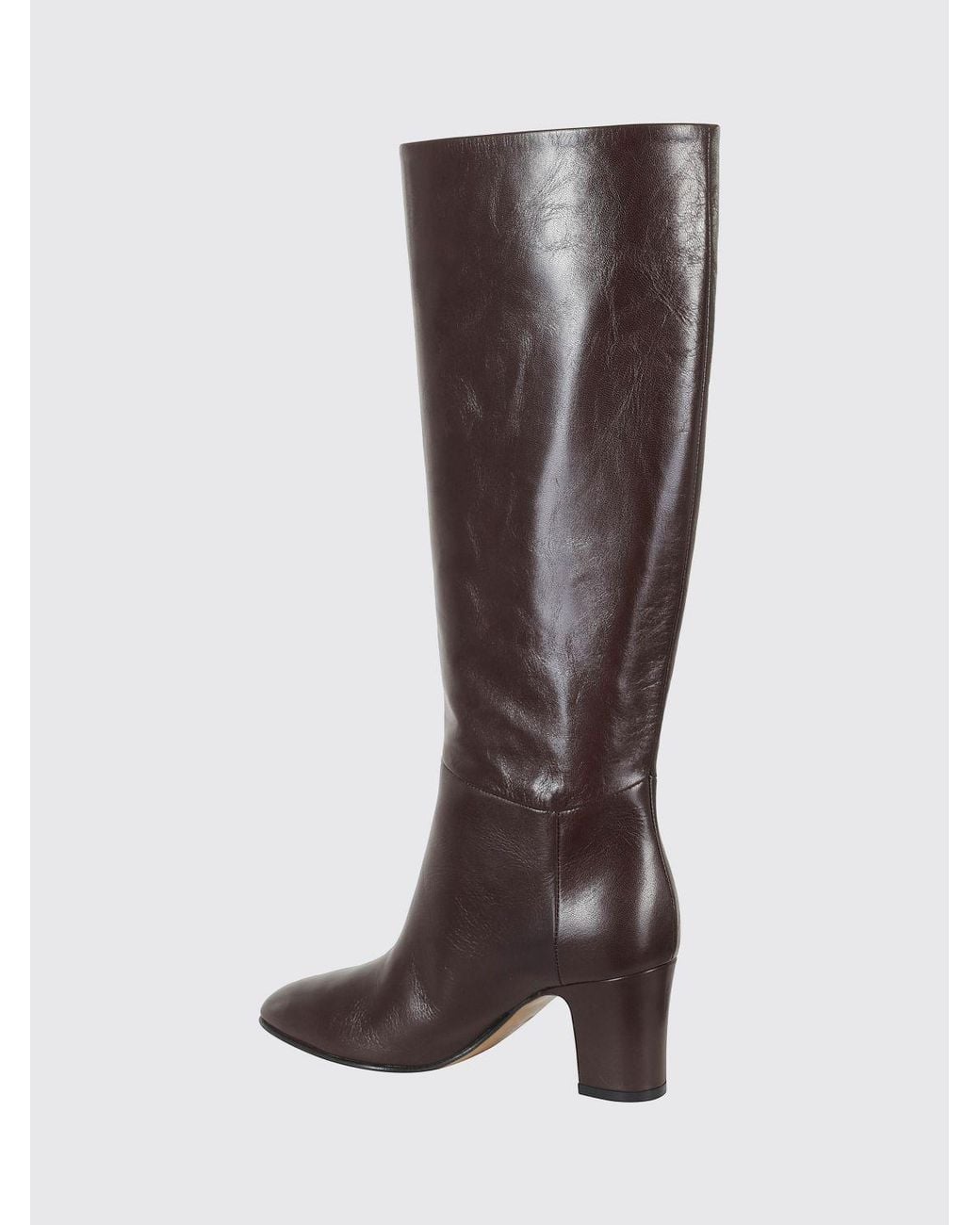 Alberta Ferretti Brown Smooth Leather Knee-High Boots With Mid Heel