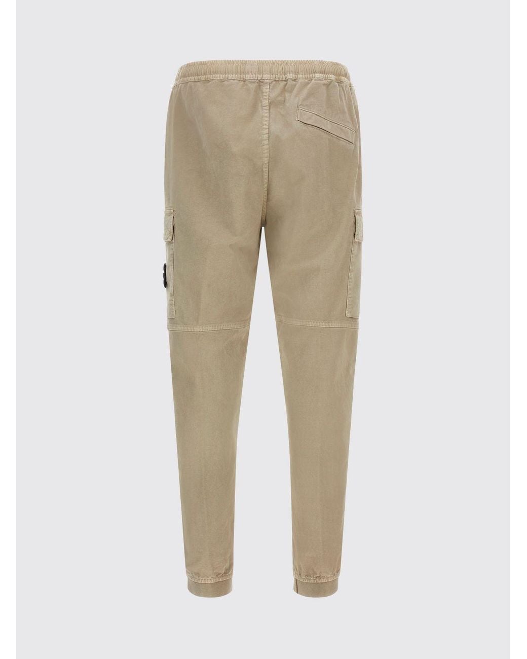 Stone Island Natural Slim Fit Stretch Technical Fabric Cargo Trousers With Compass Logo for men