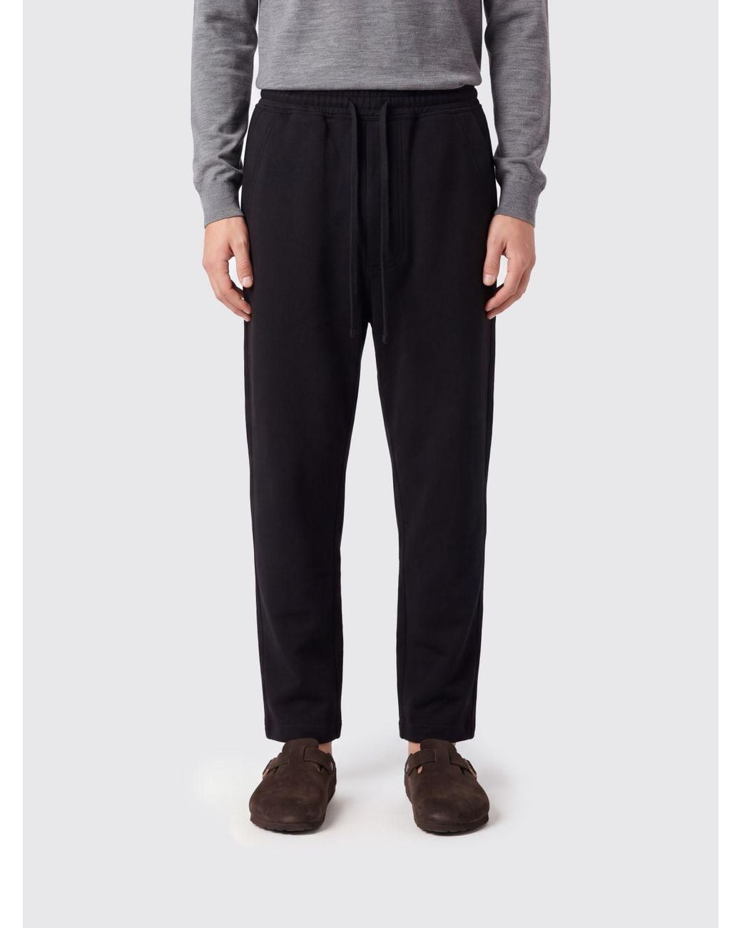 Thom Krom Black Cotton Joggers With Elasticated Drawstring Waist for men