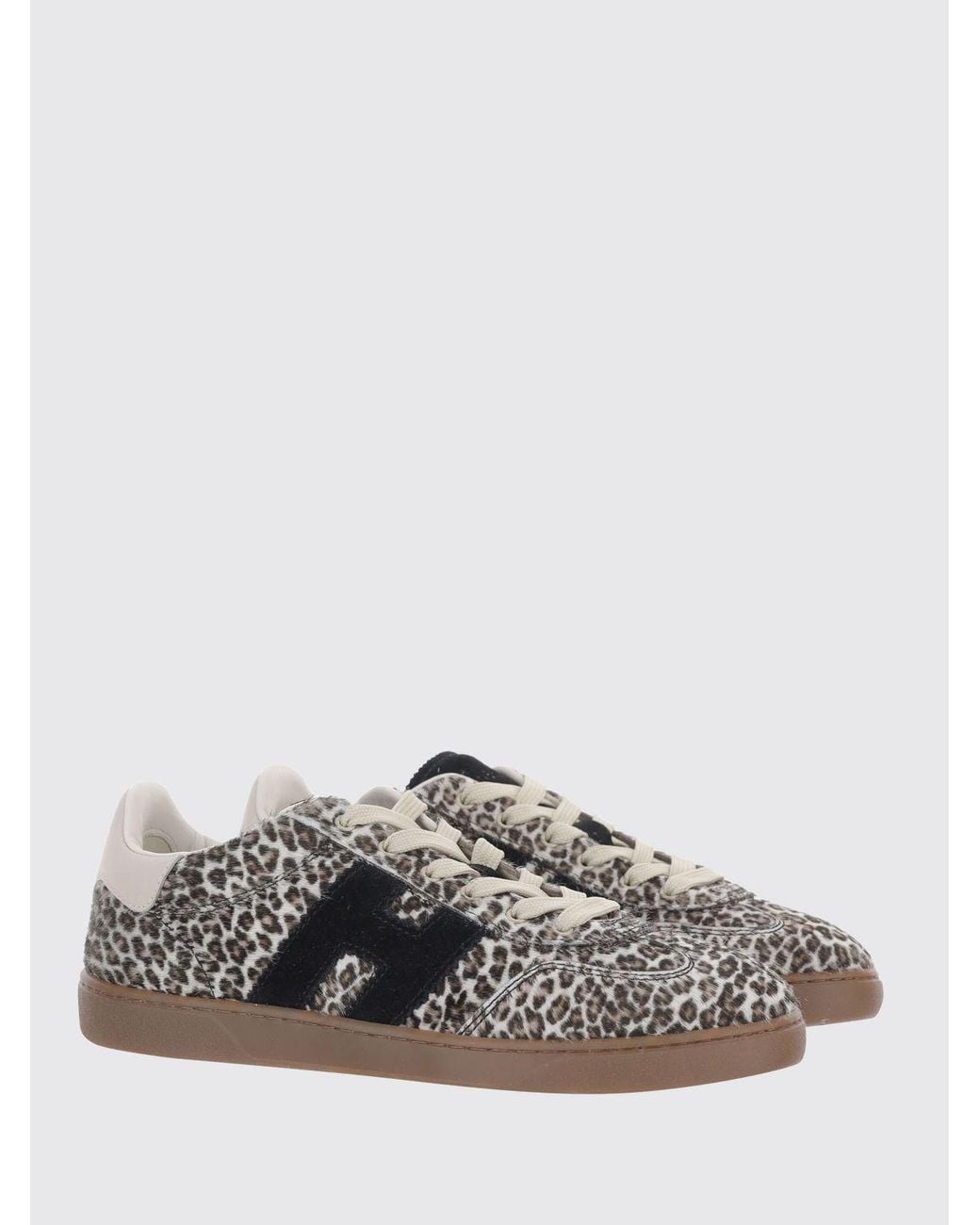Hogan White Cool Animal Print Pony Hair Trainers With Side H Logo