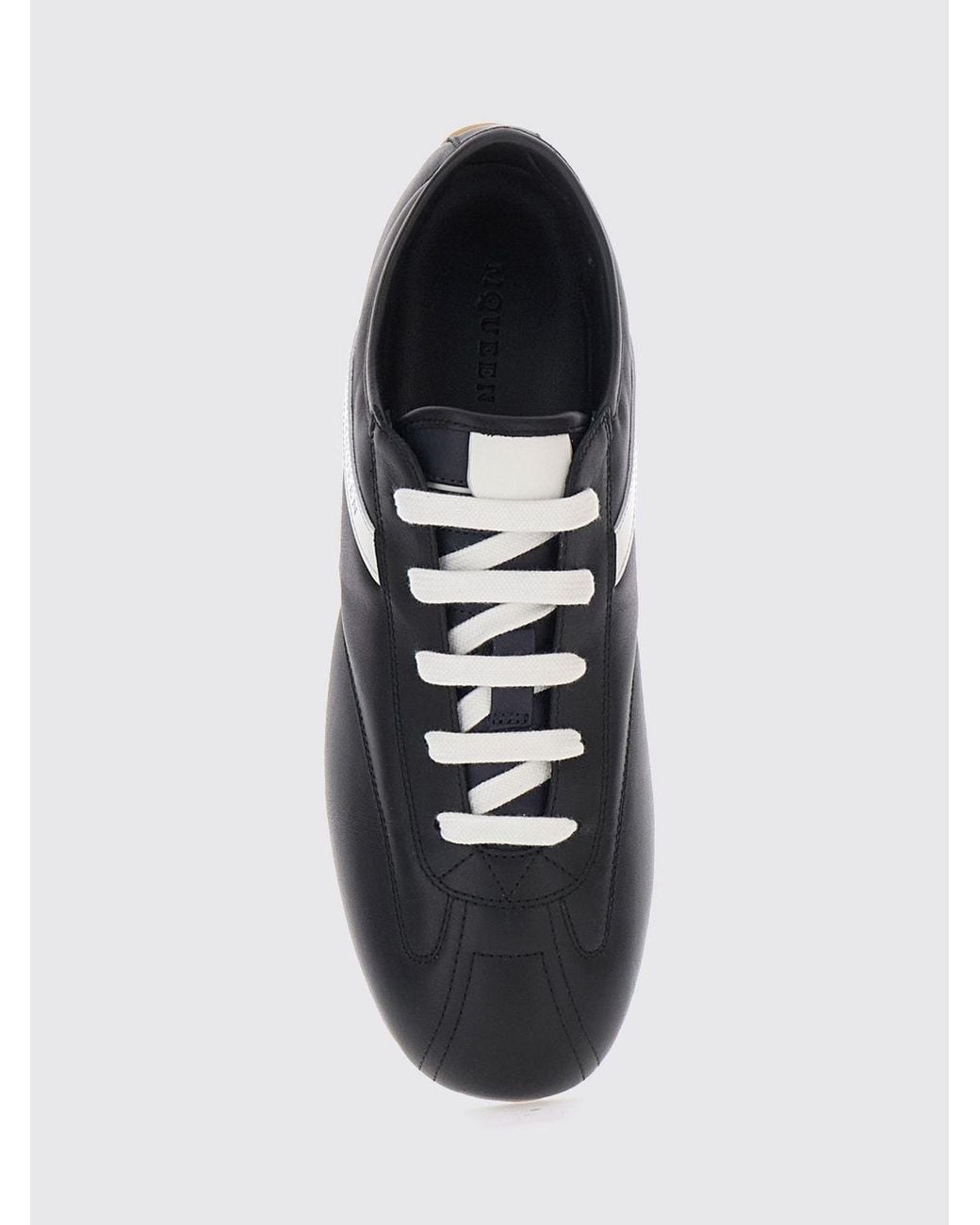 McQueen White Boxe Smooth Calfskin Leather Low Top Sneakers With Contrast Logo for men