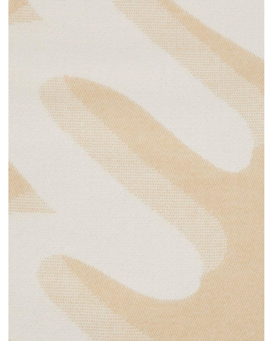 Twinset Natural Rectangular Scarf With All-Over Jacquard Logo And Fringed Hem