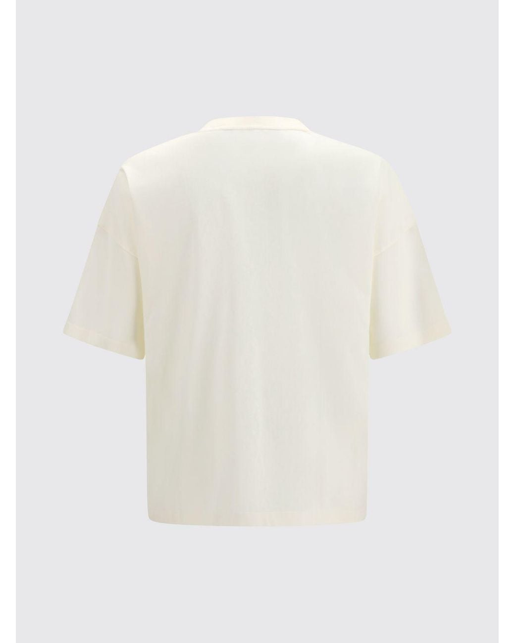 Palm Angels White Contrast Front Logo Print Cotton Crewneck T-Shirt for men
