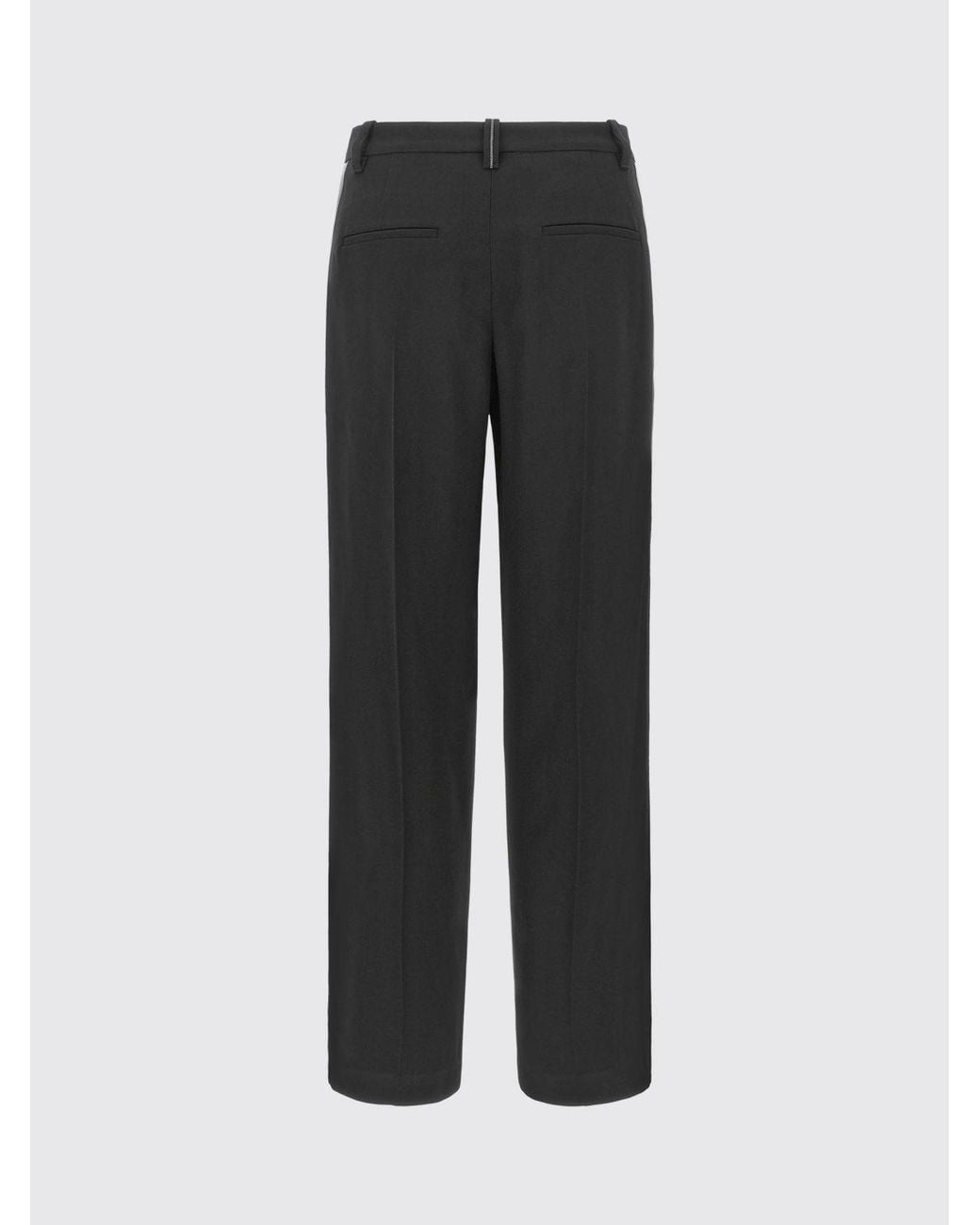Brunello Cucinelli Black High-Waisted Virgin Wool Wide-Leg Trousers With Pleats