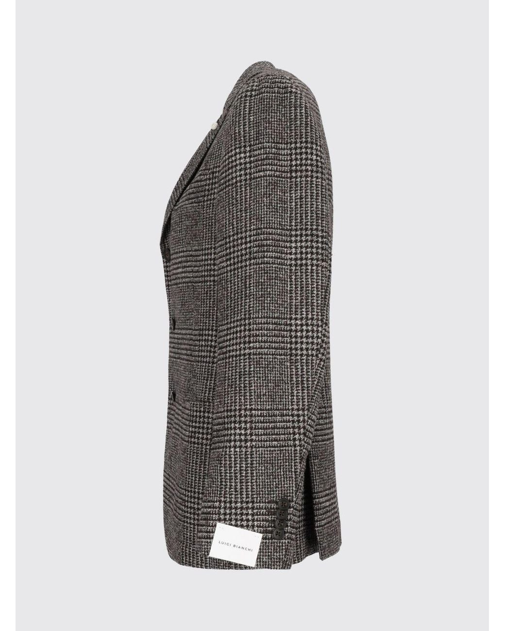 Luigi Bianchi Gray Houndstooth Single-Breasted Blazer for men