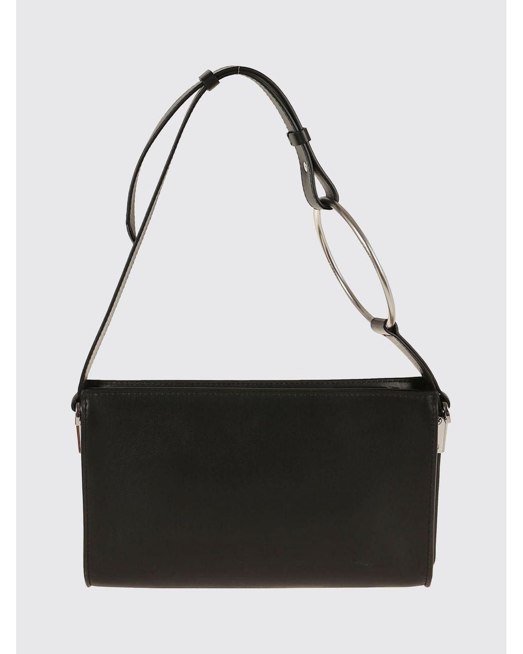 Dondup Black Rectangular Leather Shoulder Bag With Adjustable Handle