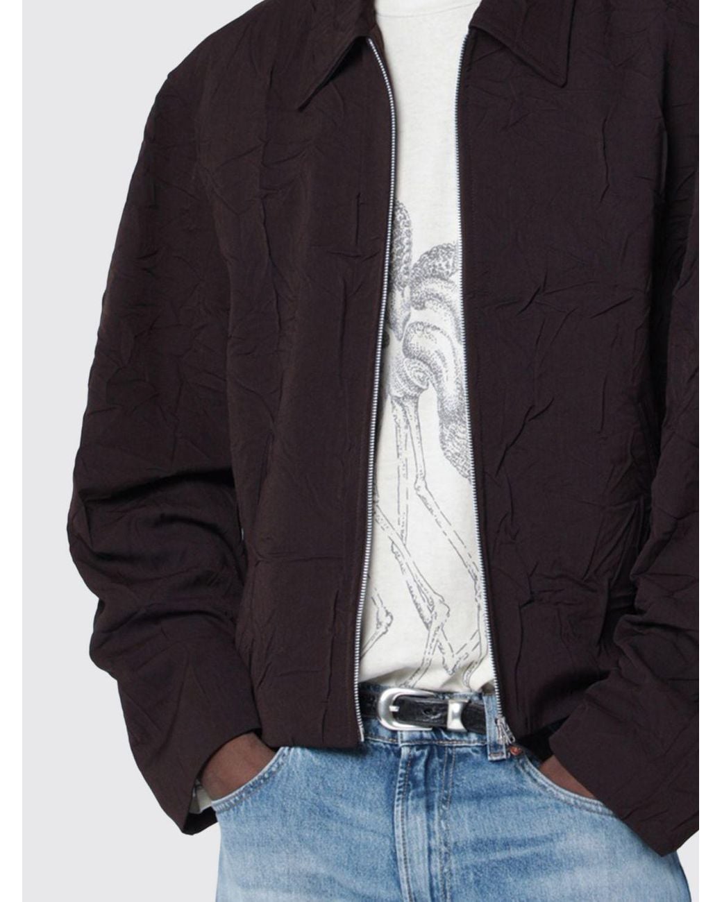 Our Legacy Blue Virgin Wool Shirt Jacket With Zip Closure for men