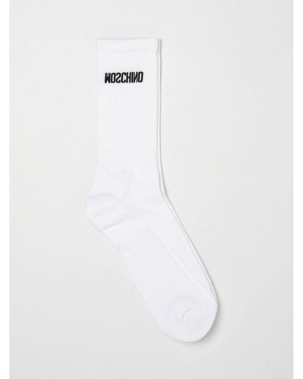 Moschino Couture White Ribbed Stretch-Cotton Socks With Jacquard Logo for men