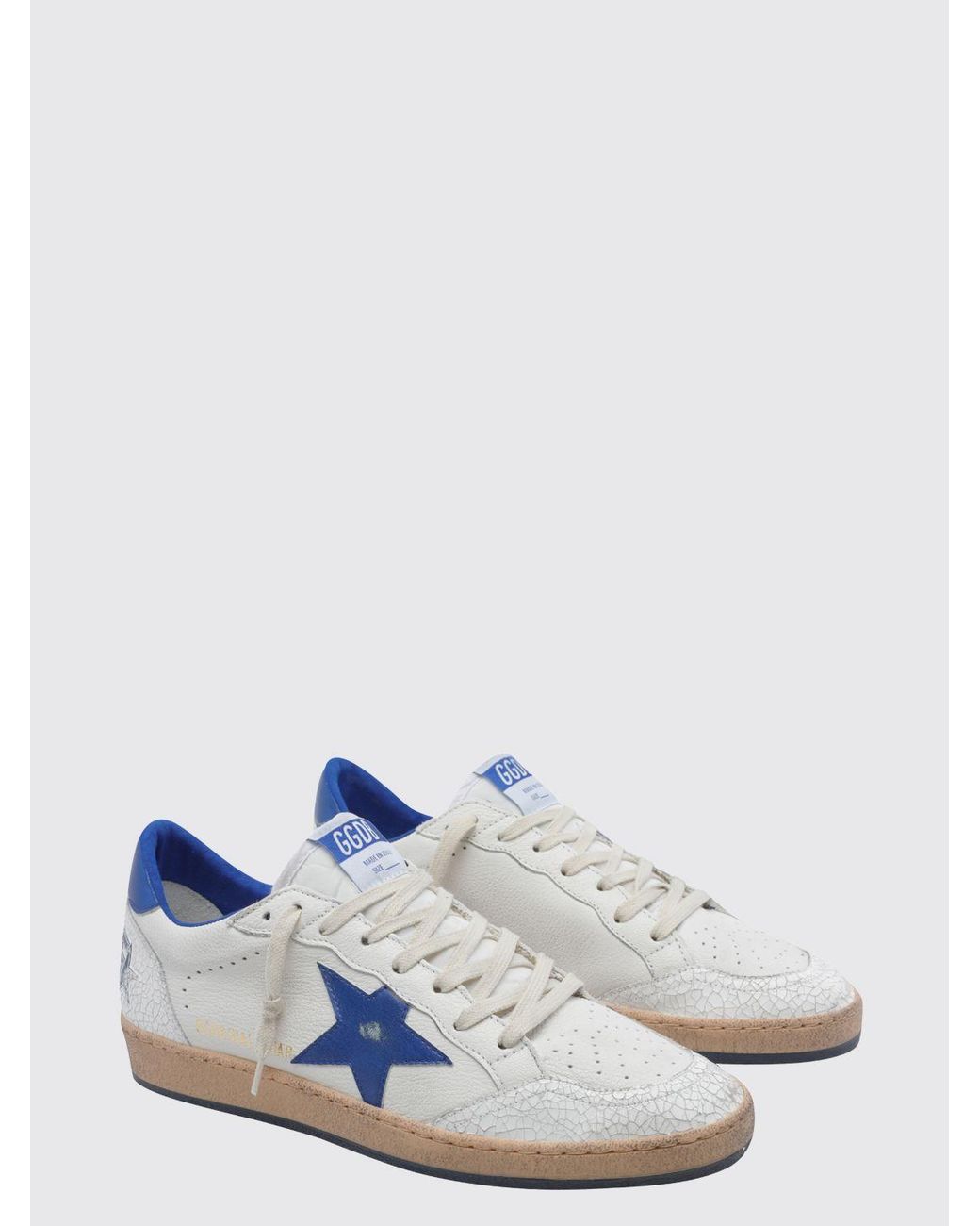 Golden Goose Deluxe Brand Blue Ball Star Distressed Leather Trainers With Contrasting Logo for men
