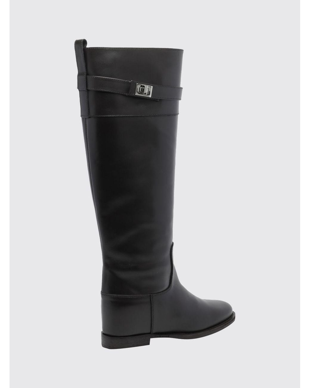 Via Roma 15 Black Knee-High Wedge Boots