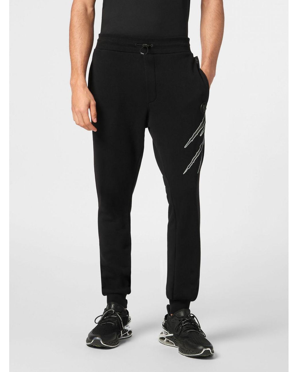 Philipp Plein Black Jersey Jogging Pants With Drawstring Waist And Printed Logo for men