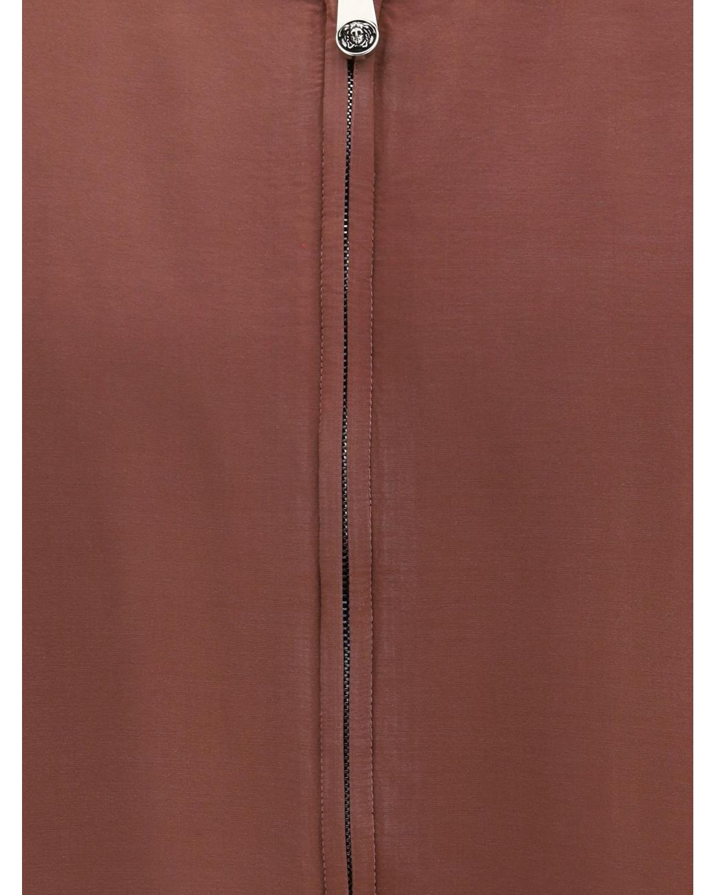 Versace Brown Silk Bomber Jacket With Zip Closure And Elasticated Hem for men