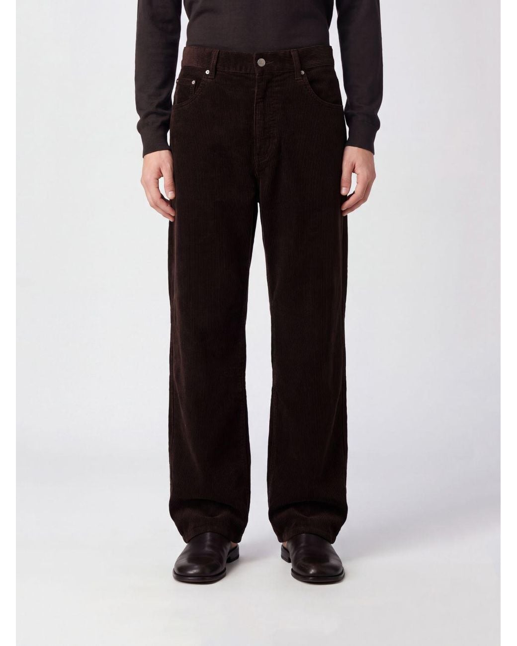 sunflower Black Wide-Leg Five-Pocket Cotton Corduroy Trousers for men