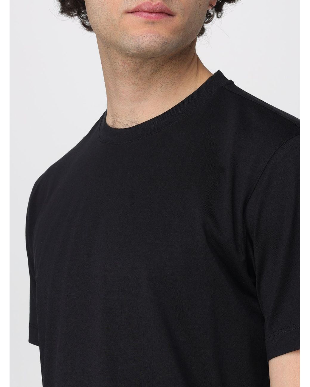 Zanone Black Basic Cotton And Silk T-Shirt for men