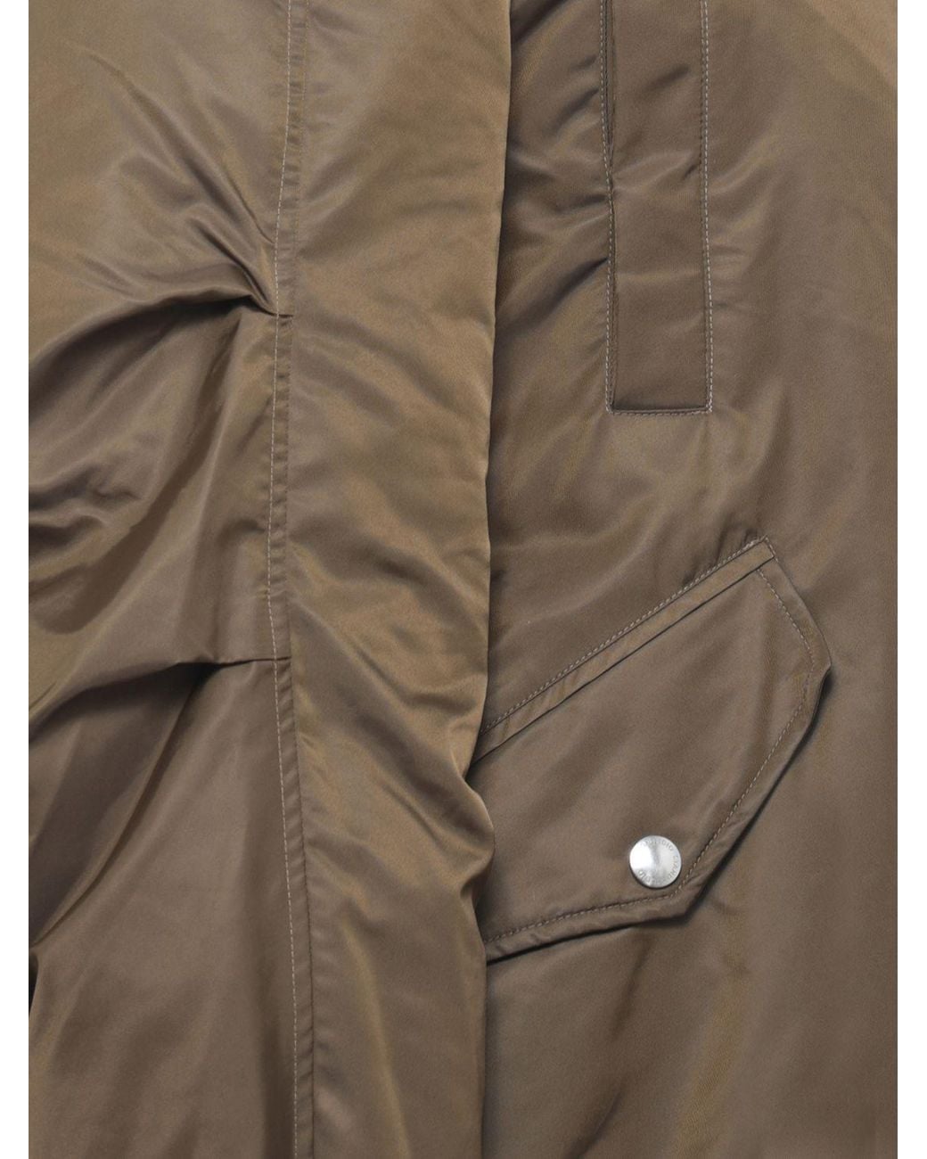 Stand Studio Brown Oversized Padded Nylon Bomber Jacket With Funnel Neck