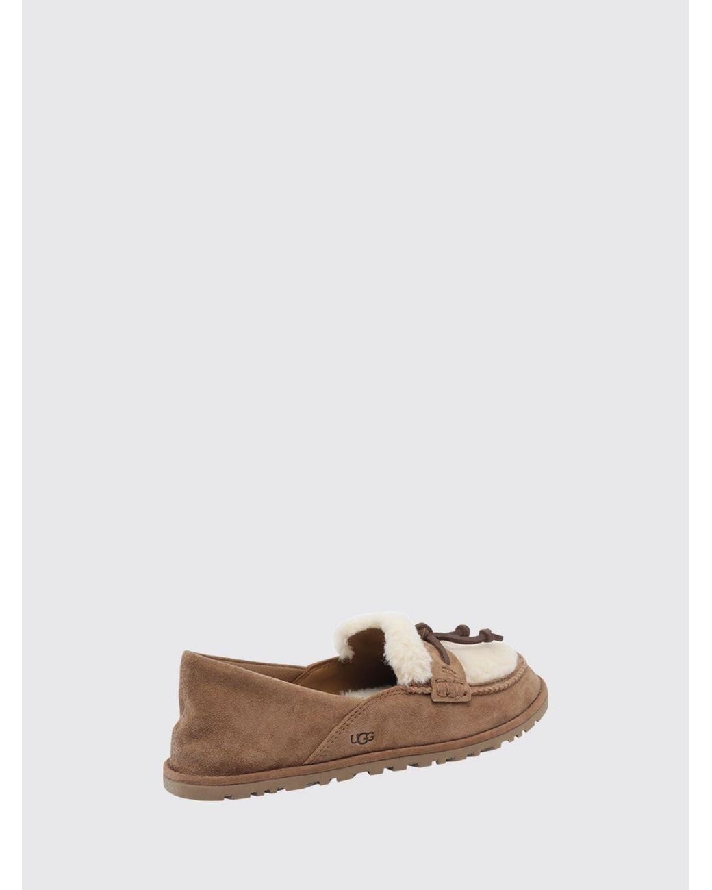 Ugg White Zora Bicolour Suede Loafers With Wool Lining