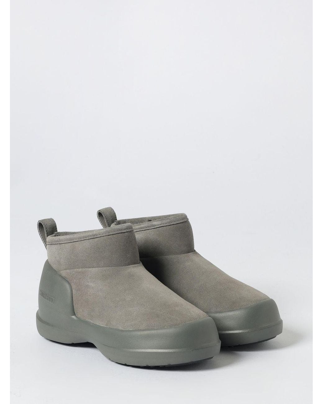 Moon Boot Gray Flat Ankle Boots