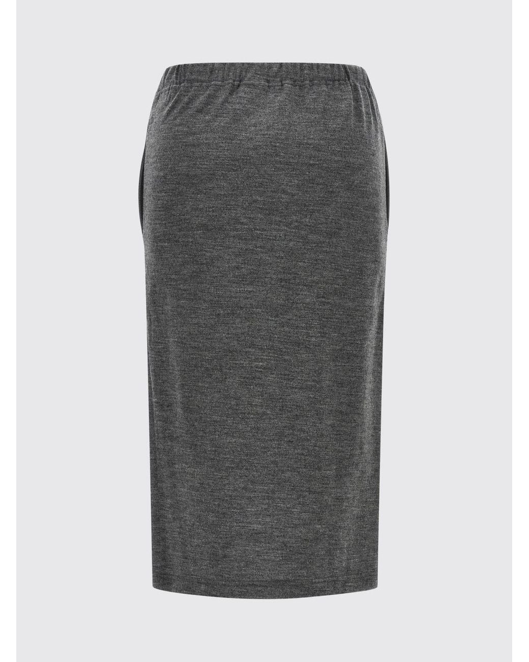 Junya Watanabe Black High-Waisted Wool Knit Midi Pencil Skirt