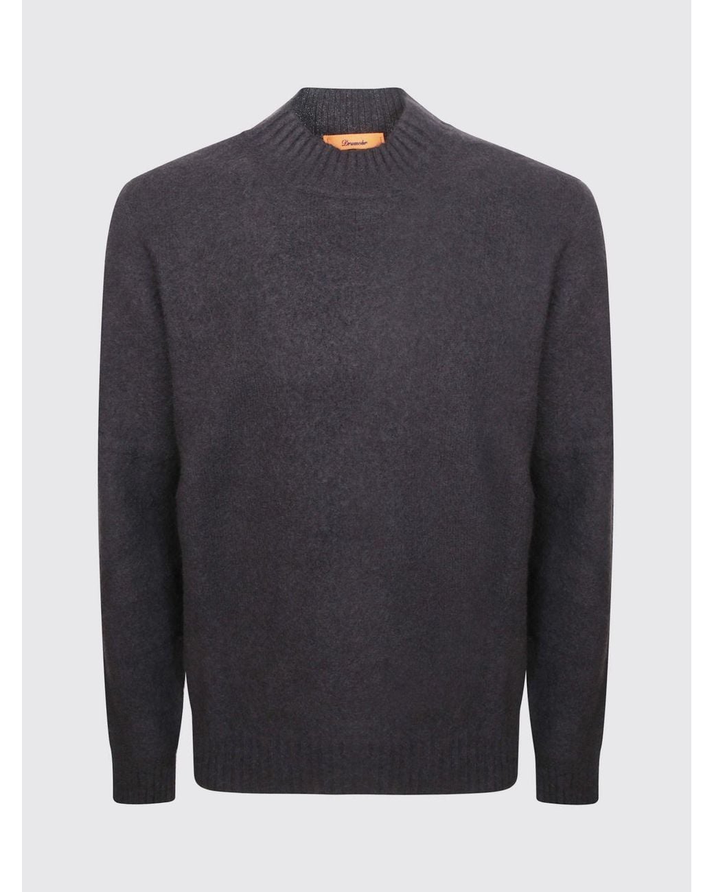 Drumohr Blue Crewneck Long-Sleeved Wool Blend Jumper With Ribbed Trims for men