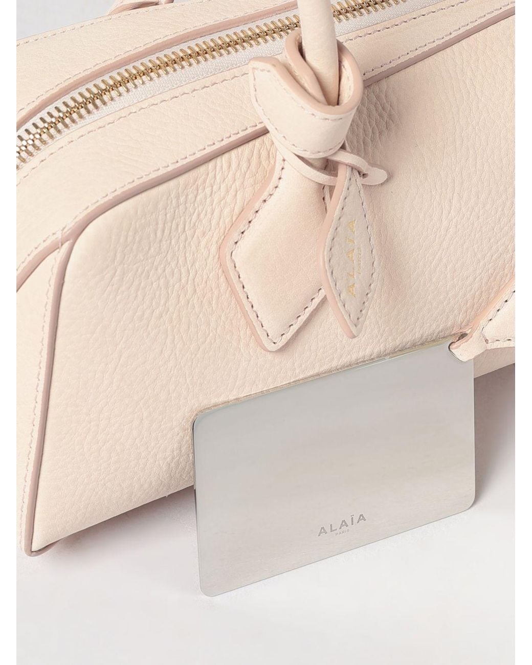 Alaïa Natural Medium Le Teckel Calfskin Leather And Nubuck Shoulder Bag