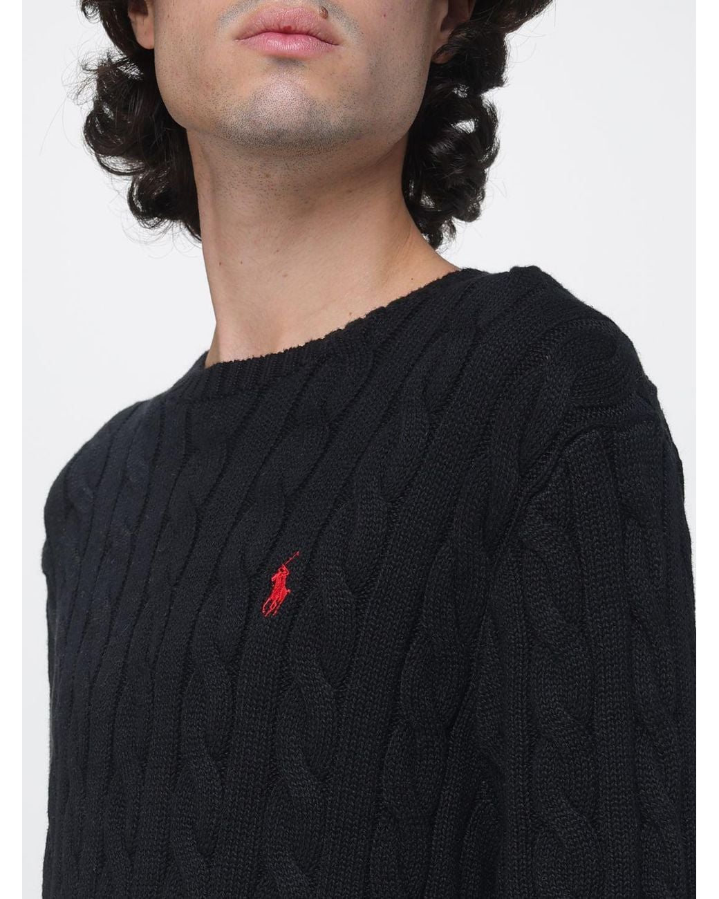 Polo Ralph Lauren Blue Cotton Crewneck Jumper With Embroidered Pony Logo for men