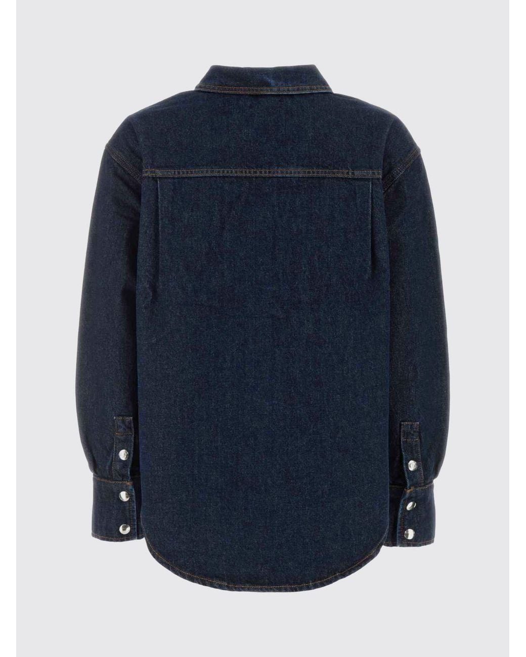 Anine Bing Blue Cotton Denim Shirt With Patch Pockets