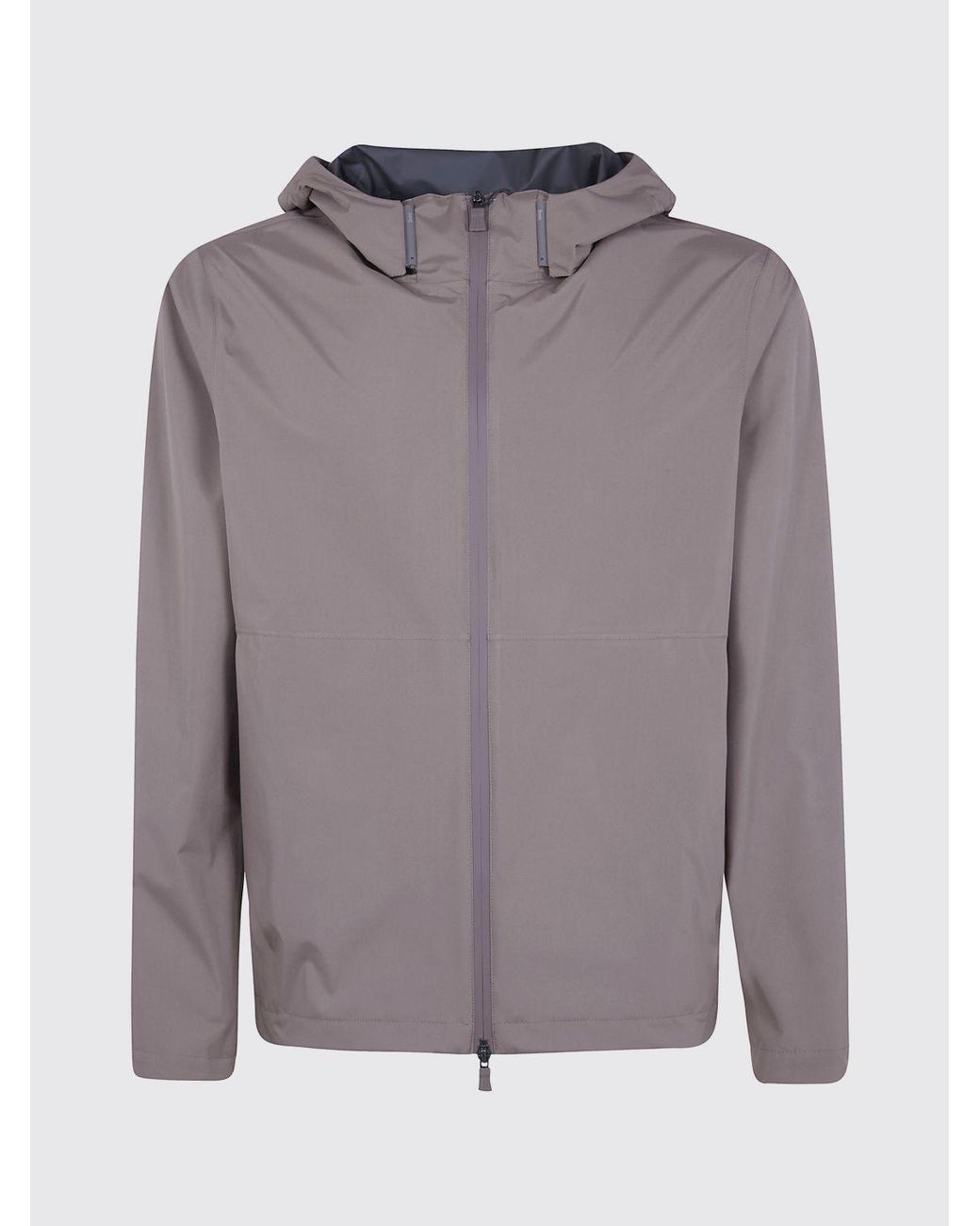 Herno Gray Breathable Microfiber Hooded Windbreaker Jacket for men
