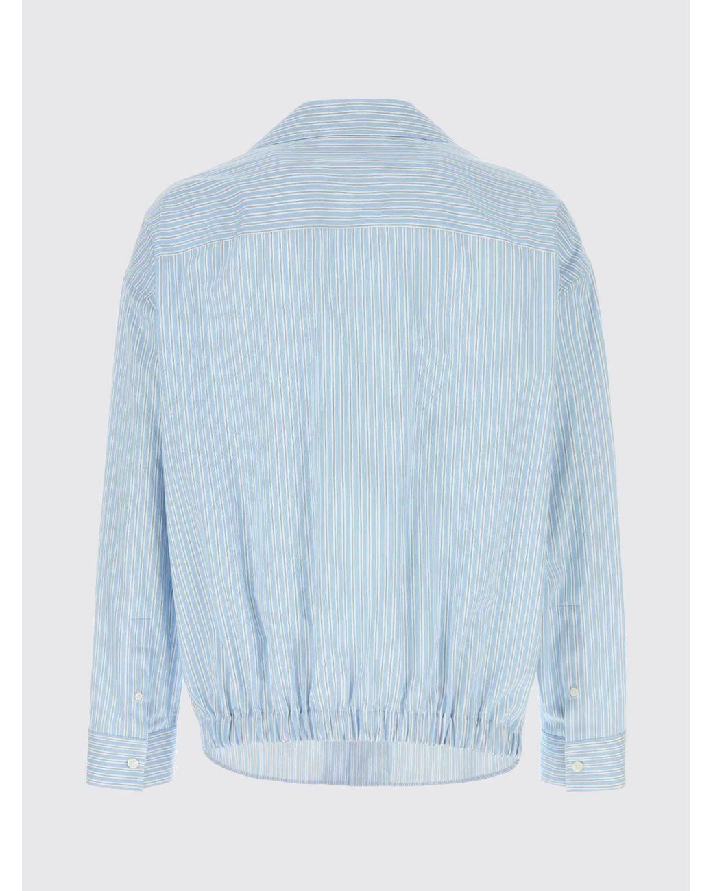 Loewe Blue Striped Cotton Casual Shirt for men