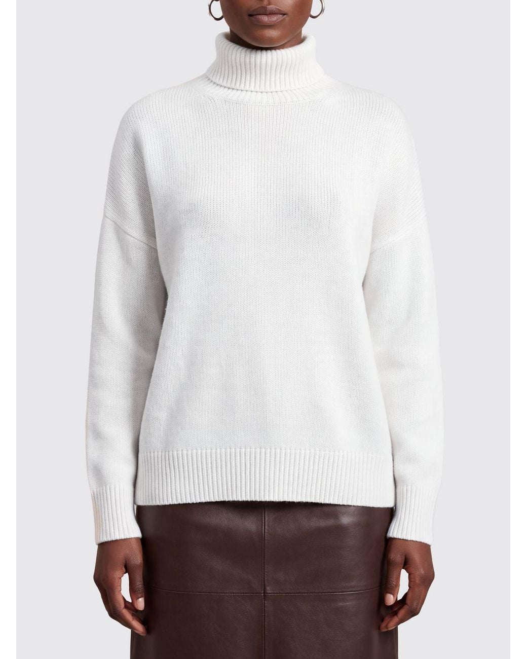 Mrz White Dropped Shoulder Virgin Wool And Cashmere Turtleneck Jumper