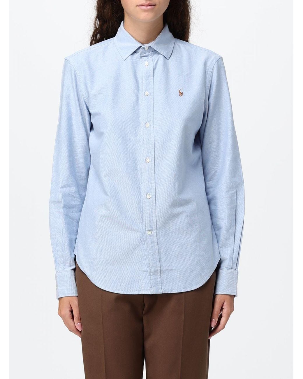 Polo Ralph Lauren Blue Pony Logo Embroidered Cotton Shirt