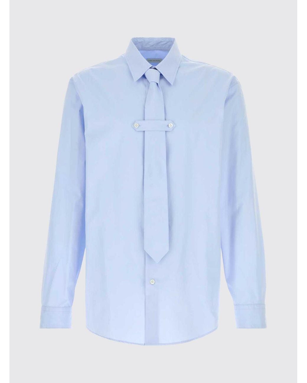 Dries Van Noten Blue Classic Cotton Poplin Shirt With French Collar for men