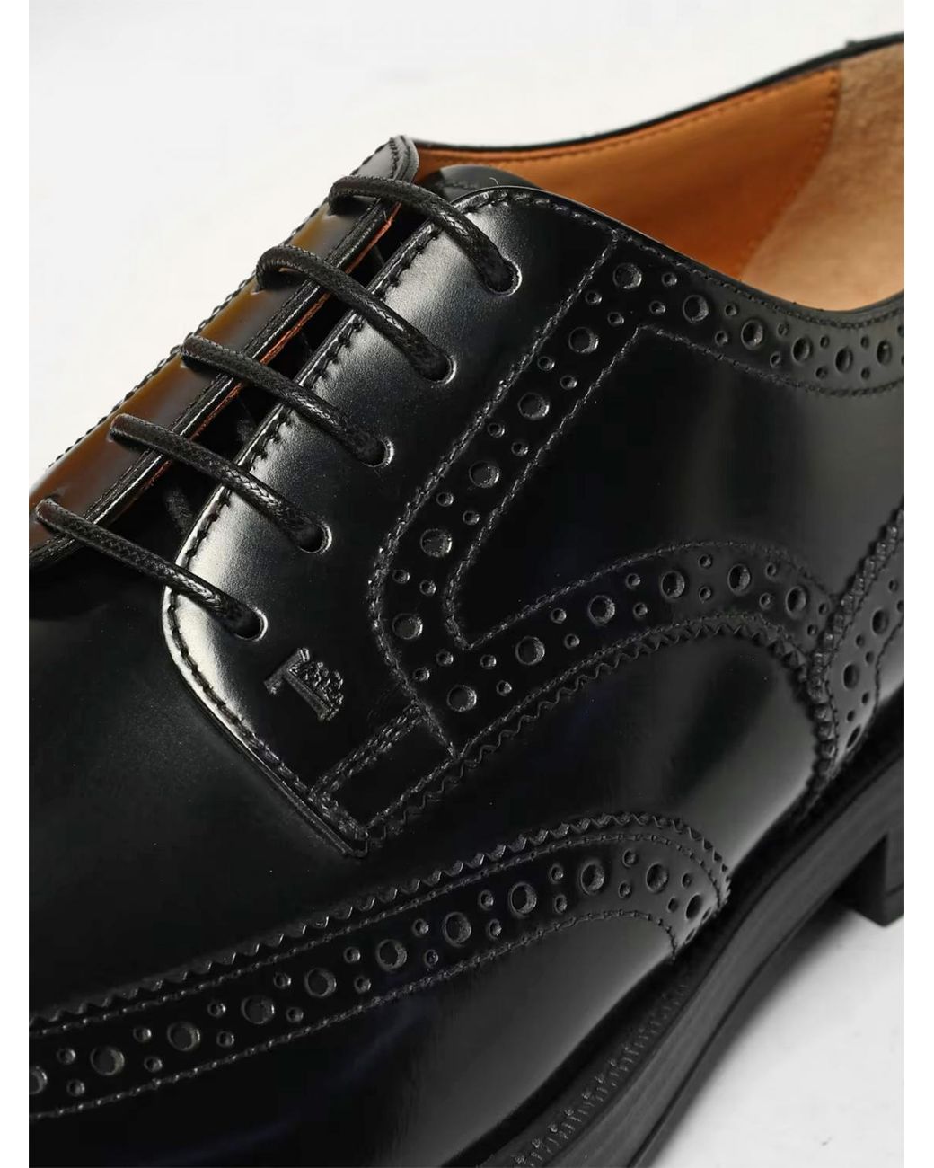 Tod's White Brushed Leather Derby Shoes With Brogue Pattern for men