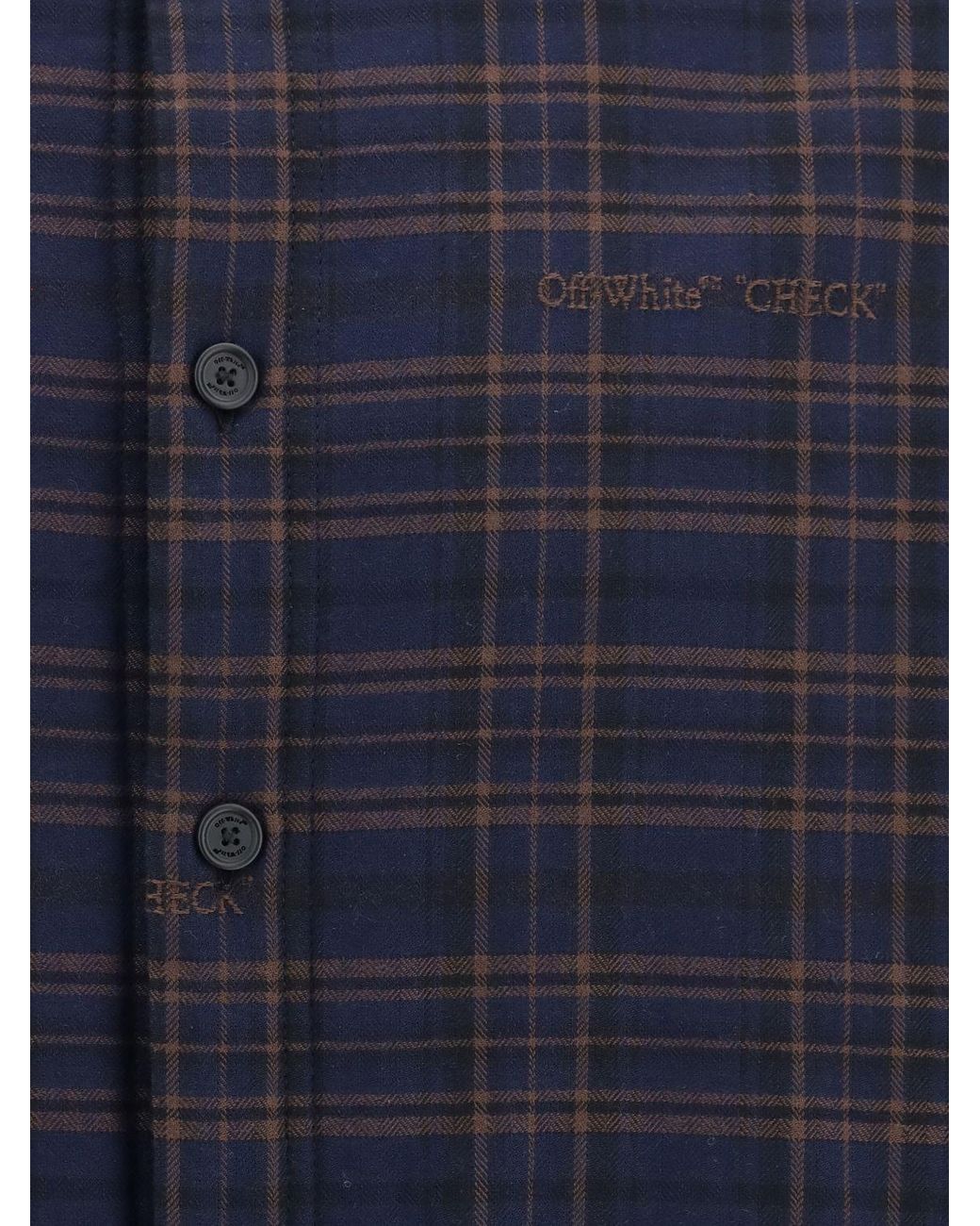 Off-White c/o Virgil Abloh Blue Tartan Cotton Shirt With Embroidered Logo for men