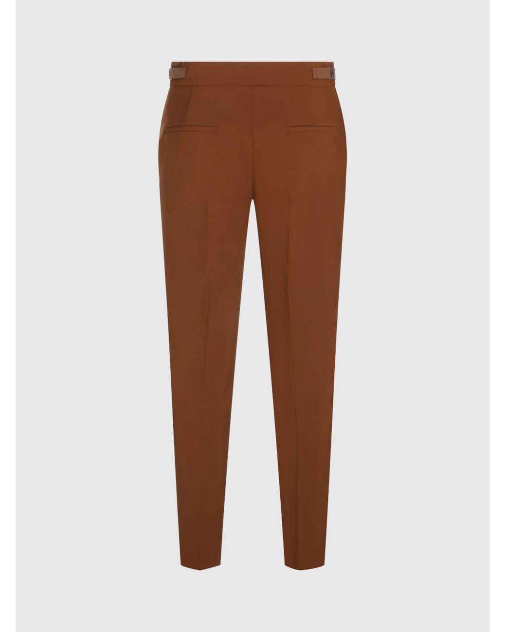 Max Mara Brown Acino Mid-Rise Slim Fit Skinny Wool Trousers