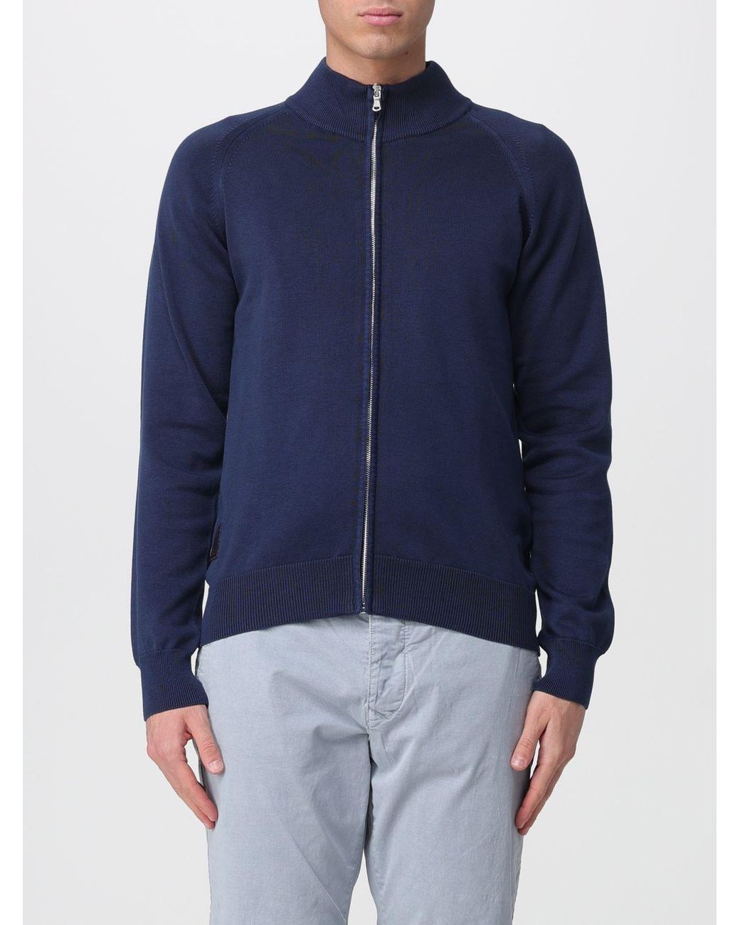 Blauer Baumwoll-Cardigan Mit Reißverschluss in Blue für Herren