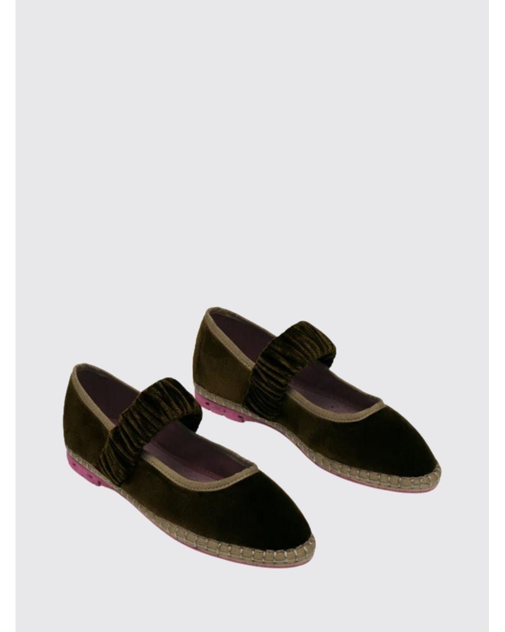 Flabelus White Mafalda Mary Jane Velvet Ballet Flats With Elasticated Inserts