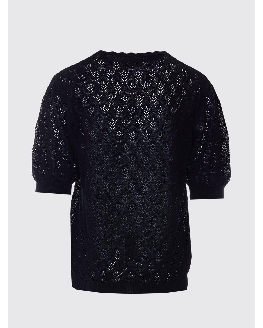 Magliano Blue Openwork Mohair Blend Crew-Neck Sweater With Jacquard Logo for men