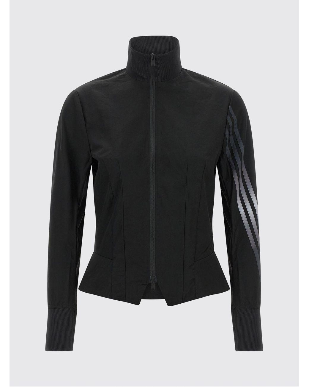 Y-3 Blue Slim Fit Cropped Technical Fabric Track Jacket With Turtleneck
