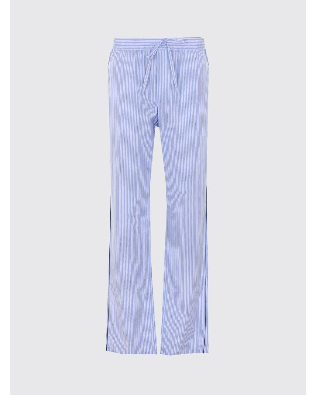 Dolce & Gabbana Blue Dolce &Amp Gabbana Pajama-Style Cotton And Silk Trousers With Drawstring for men